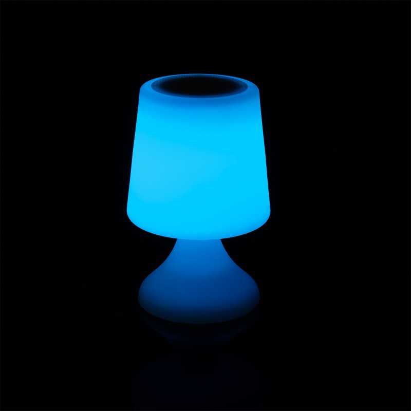 https://design-led.fr/ Lampe à Poser LED Extérieure Portative Uyoga RGBW avec Haut-Parleur Bluetooth et Batterie Rechargeable...