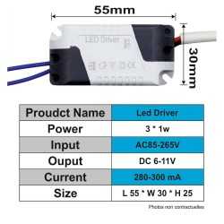 https://design-led.fr/ Driver LED 3x1w DC 6-11V 280-300mA 4,40&nbsp;€ 4,40&nbsp;€ 2265