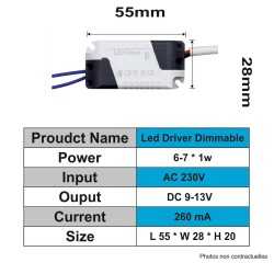 https://design-led.fr/ Driver LED dimmable triac 6-7 W 9-13 VDC 240 - 260 mA 7,30&nbsp;€ 7,30&nbsp;€ 2259