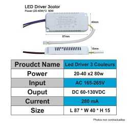 https://design-led.fr/ Driver LED CCT 20-40W x2 80W 280mA 60-130VDC 8,50&nbsp;€ 8,50&nbsp;€ A2021