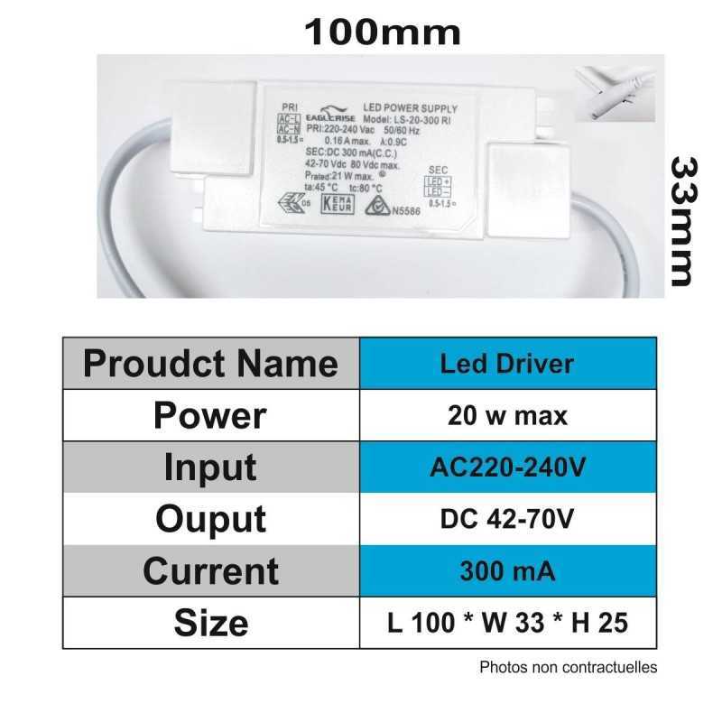 https://design-led.fr/ Driver LED 220-240V Sortie 42-70V DC 300mA 20W 15,60&nbsp;€ 15,60&nbsp;€ P1587